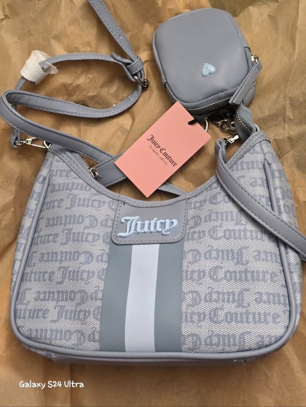 Juicy Couture State Of My Heart Shoulderbin Dusty Blue Bag NWT
